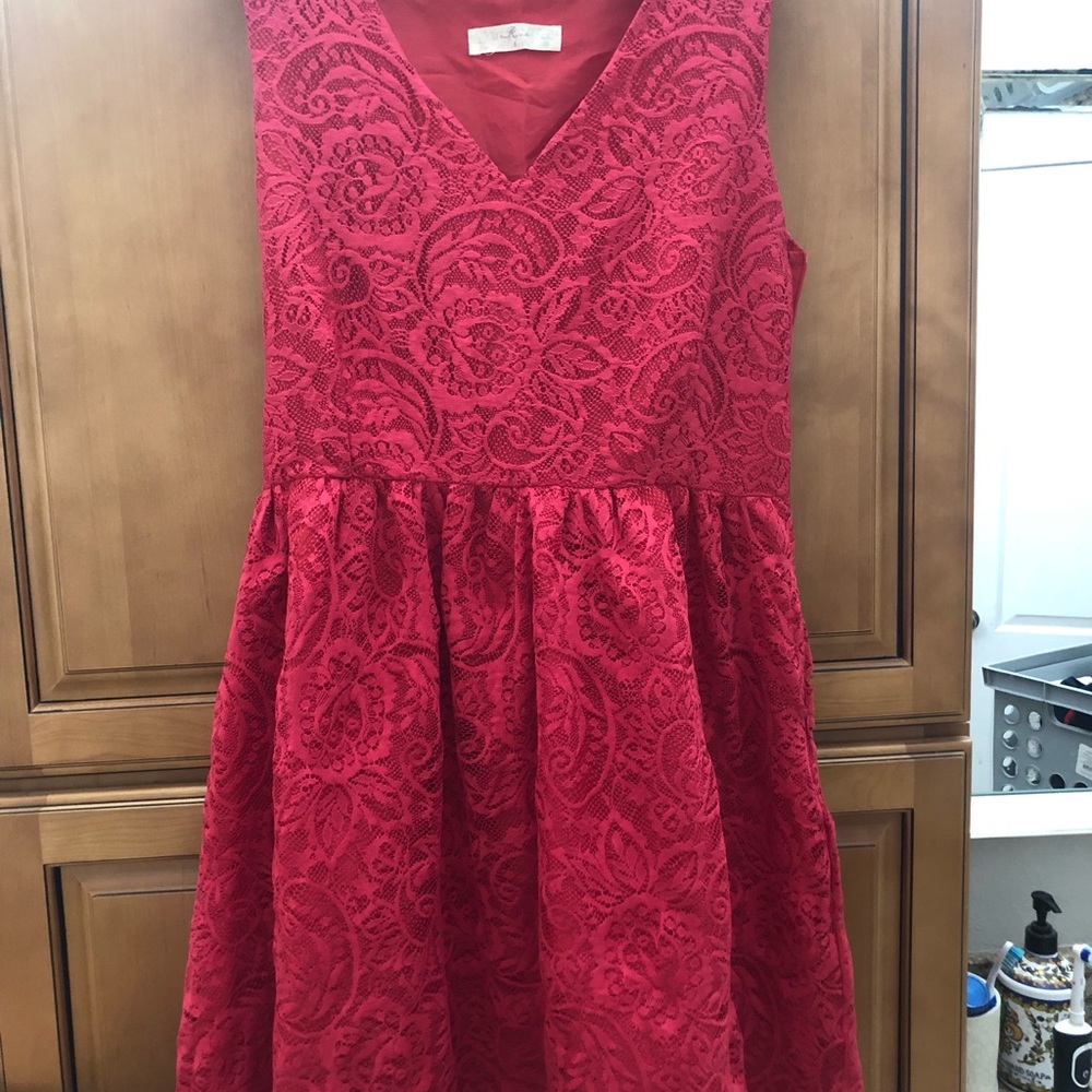Red vintage lace dress size 8